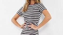 adidas Originals 'Comfy Cords' stripe fitted mini dress in white | ASOS