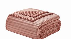 Nestl Cut Plush Fleece Blanket, Soft Lightweight Fuzzy Luxury Twin Size Bed Blanket for Bed, Twin, Misty Rose