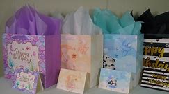 Baby Girl Gift Bag Set with Card and Tissue Papers, 12.6" Large Paper Bag with Handles for Baby Shower, Baby Girl Birthday, Newborn Party, New Parents