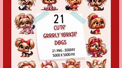 Cute Cartoon Girl Yorkie Dogs PNG Bundle 21 Adorable Yorkie Dog Illustrations, Digital Download Set Pack Yorkshire Terrier Gift Sublimation - Etsy
