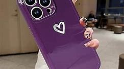 MZELQ iPhone 13 Pro Case Purple Love Heart Cute Pattern, Soft TPU Transparent Fit Girls Women + 1* Screen Protector, Camera Hole Protective Full Body Protection Cover -6.1 inch