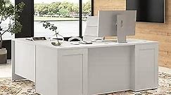 Bush Business Furniture Hampton Heights 72W x 30D Executive L-Shaped Desk in White, Computer Table for Home Office Workspace