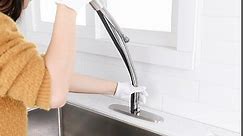 Deseegoal Kitchen Sink Faucets with Pullout Sprayer, Two Function Sprayer Single Handle Sink Faucet, 360° Rotatable and 19.68” Extendable Tube, High Arc Kitchen Sink Faucet, Black