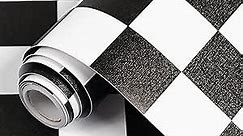 Black and White Wallpaper - Peel and Stick Wallpaper Removable Contact Paper Geometric Vinyl Wall Paper for Bathroom Bedroom Living Room 17.7"×80"