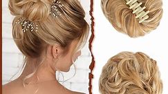 Claw Clip Messy Bun Hairpieces Wavy Curly Hair Bun Clip in Claw Chignon Ponytail Hairpiece Tousled Updo Hair Extensions Synthetic Scrunchie Hair Piece for Women, Honey Blonde/Platinum Blonde 2024 - $6.49