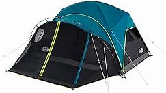 Coleman Carlsbad 4 Person Dark Room Dome Camping Tent with Screen Room, E Ports, Side Windows, and WeatherTec System, Teal Blue/Black