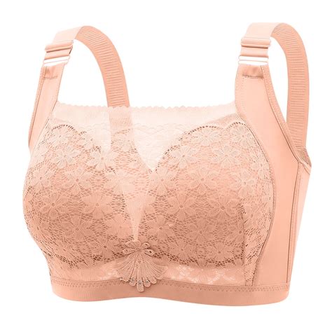 Bosfbaoi Women's Nude Full Lace Plus Size Wide Adjustable Strap Full Coverage Support Wireless ...