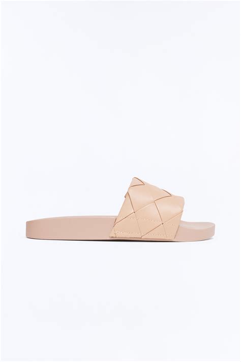Caera Woven Strap Slides - Nude | Fashion Nova