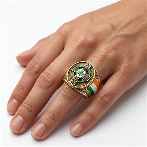 2026 St Patrick Day Irish Flag And Shamrock Freedom Ring - Grishko