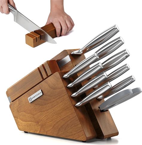 Kitchen Knife Block Set, 12-Piece with Sharpener | Japanese High Carbon ...