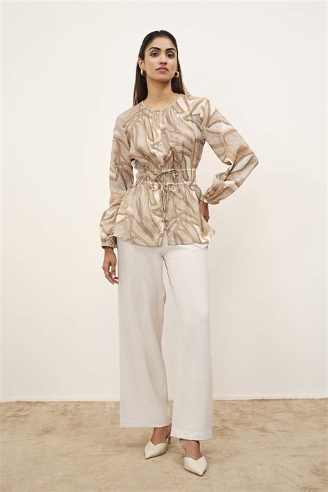 Buy Brielle Printed Brown Top Online for Women from AND India ...