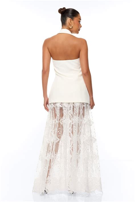 Call It Classy Halter Lace Skirt Set - White | Fashion Nova