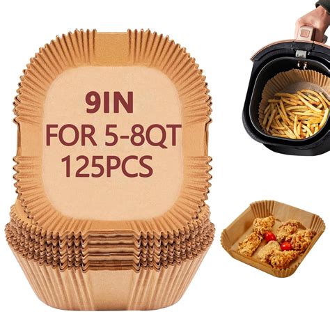 9 Inch Air Fryer Liners Disposable, 125 Pack Parchment Paper Sheets for ...