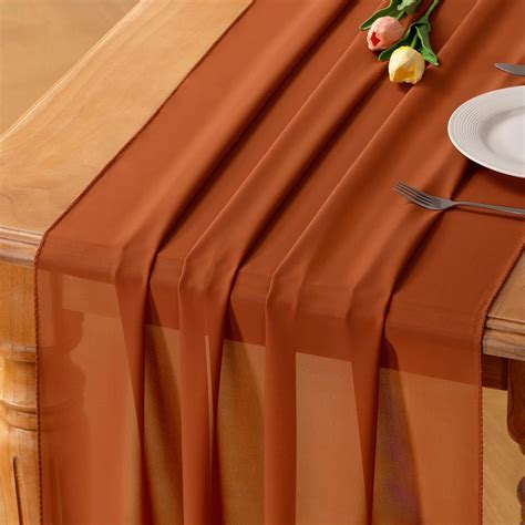 KKFEN-Terracotta Chiffon Table Runner Easter Spring Boho Rustic 14ft ...
