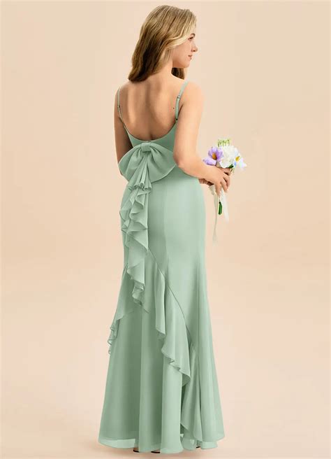 Azazie Lioren Junior Bridesmaid Dress in Agave | Azazie
