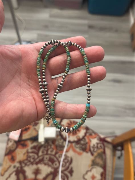 Sterling Silver Native American SW Turquoise Navajo Pearl Necklace .925