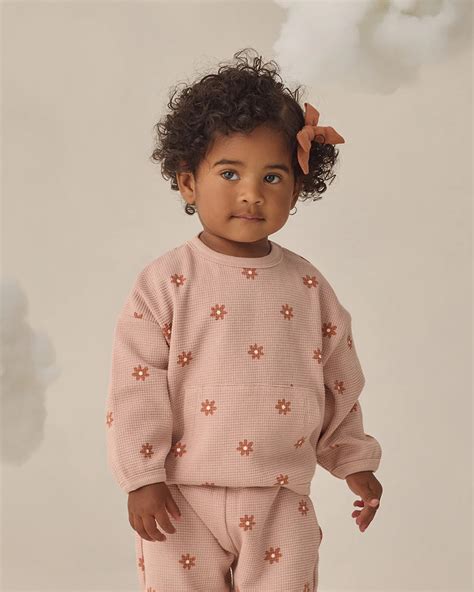 Quincy Mae - Waffle Sweater Set - Pink Daisy