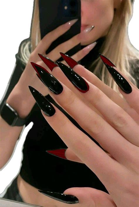 Louboutin Inspired Red Bottom Stiletto Press on Nails: Luxury Black ...