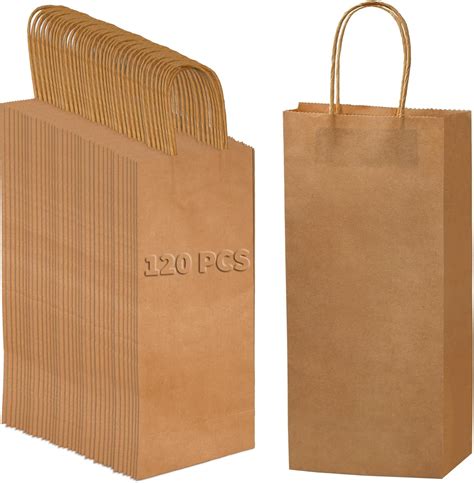 120 Pcs Paper Wine Bags Brown Gift Wine Shopping Tote Wrap Bags with ...