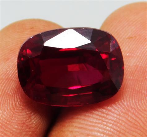 Pigeon Blood Red Ruby 14.00 Ct Cushion Loose Gemstone, Certified