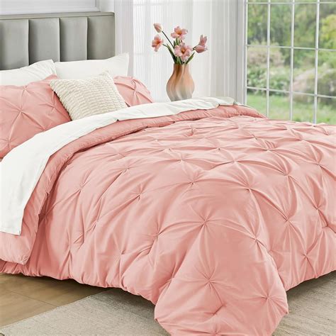 7-Piece Queen Burnt Orange Pintuck Comforter Set, All Season Bed in a Bag with Sheets ...