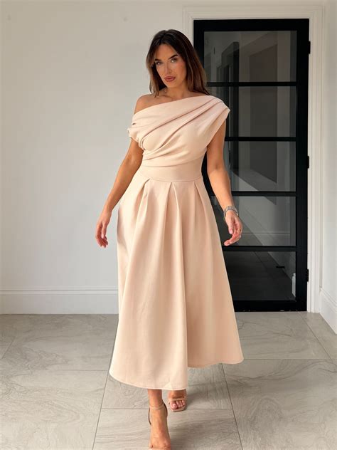 Buy Girl In Mind Yellow Betty Asymmetric Neckline Midi Dress from the Next UK online shop