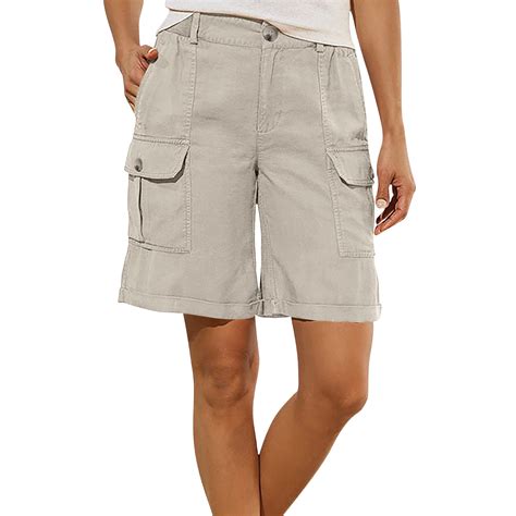 AHTJRT Women's Cargo Shorts Multiple Pockets Stretch Solid Color Short ...
