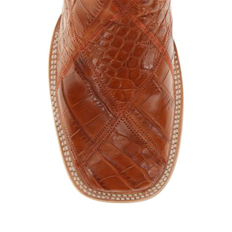 Men's Cognac Patch Alligator Cowboy Boots | Vaccari