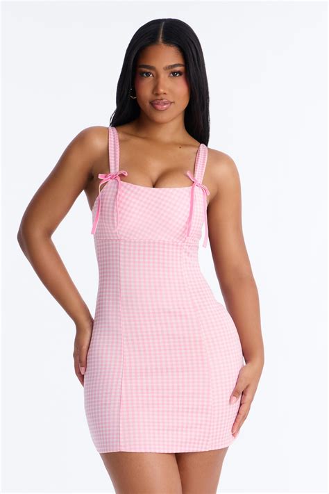Haisley Sleeveless Gingham Mini Dress - Light Pink | Fashion Nova