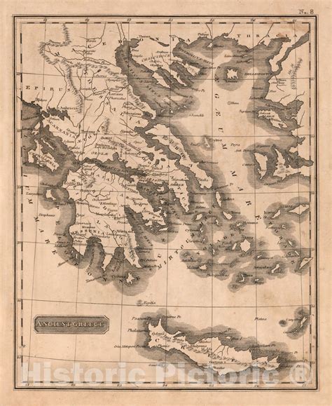 Historic Map - School Atlas - 1822 Ancient Greece - Vintage Wall Art ...