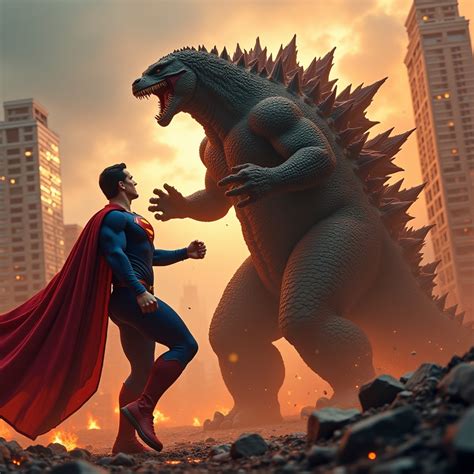 Superman vs Bloody Godzilla in Epic Battle | Stable Diffusion Online