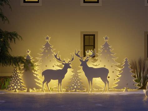 DIY Christmas Silhouettes, Garden Decor Santa and Deers Outdoor Christmas Stencils Yard Decor ...