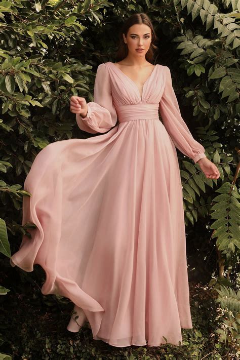 Long Sleeve Chiffon Gown by Cinderella Divine CD0192 | Long sleeve ...