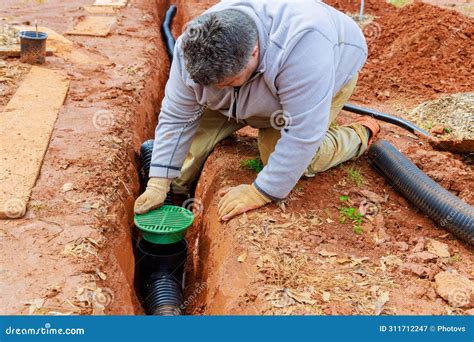 Laying Underground Drainage Pipe System for Outflow of Rain a ...