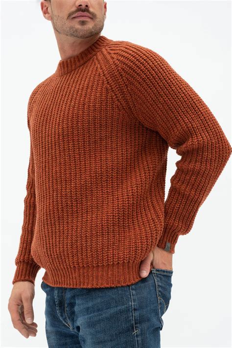 Merino Wool Mens Wool Sweater Crew Neck, Natural Merino Warm Pullover ...