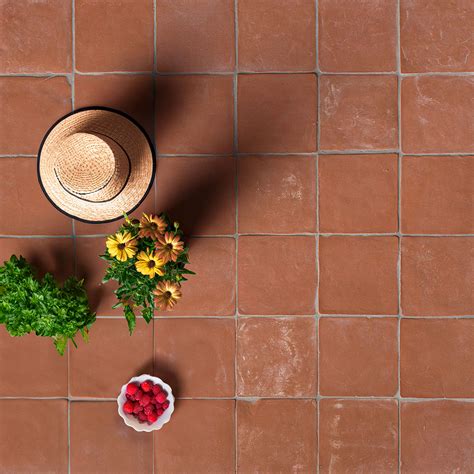 Handmade Cotto Dark Natural Terracotta Tile | 6x6x3/8 | Red Terracotta