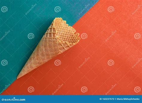 Waffle Cone on Orange and Green Background, Stock Image - Image of ...