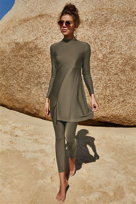 Green Full Coverage Swimwear - Green / M | Types de jupes, Ensembles ...