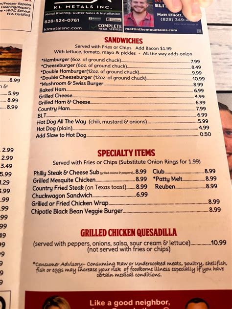 Menu at Ms Lois' Restaurant, Franklin