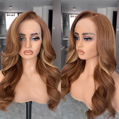 Amazon.com : BLL Honey Blonde Lace Front Wig, 13X6 Body Wave Brown and ...