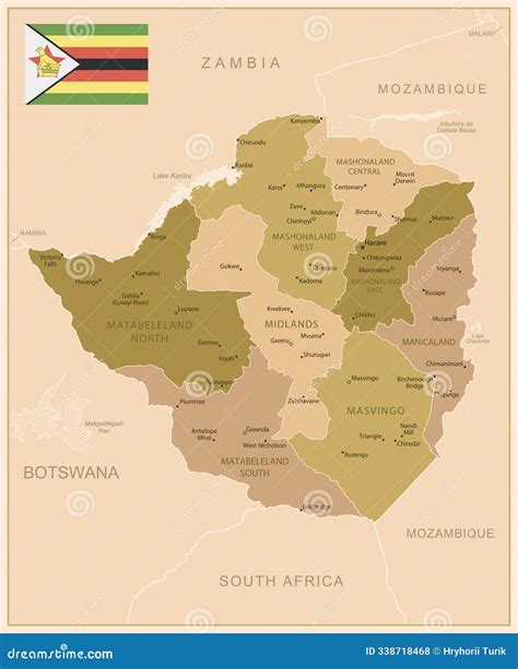 Zimbabwe - Detailed Blue Country Map With Cities, Regions, Location On World Map And Globe ...