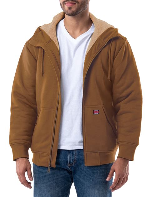 Wrangler Workwear Men's Full Zip Sherpa Lined Hooded Sweatshirt ...