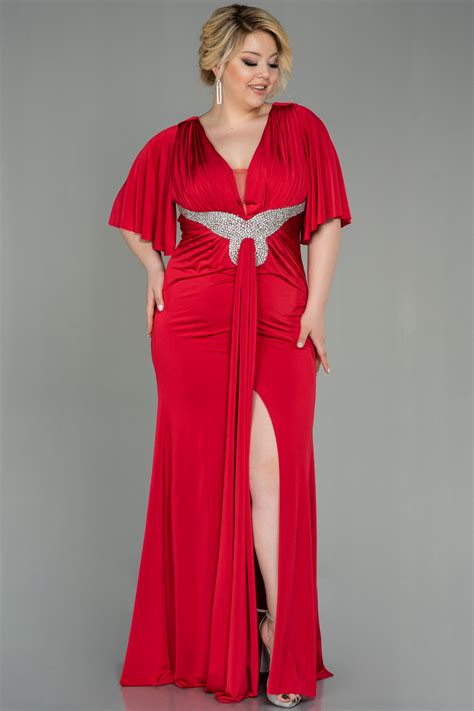 Long Red Plus Size Evening Dress ABU3015 | Abiyefon.com