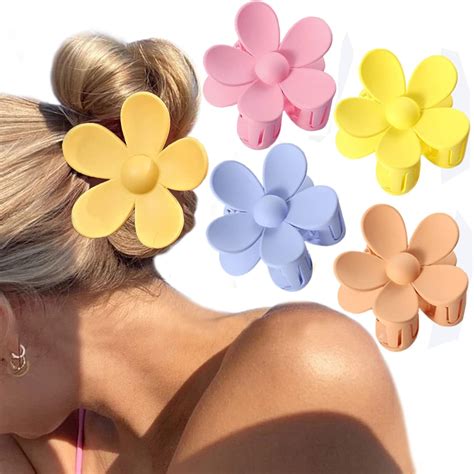 Amazon.com : 6 PCS Large Flower Hair Clips Cute Flower Clips for Hair ...