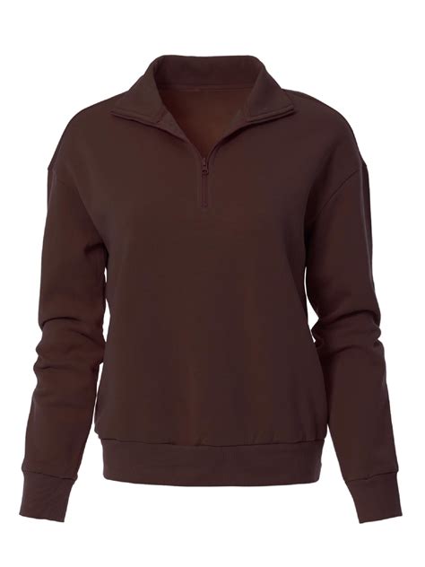MixMatchy Women's Solid Cozy Half Zip-Up Pullover Sweater Top - Walmart.com