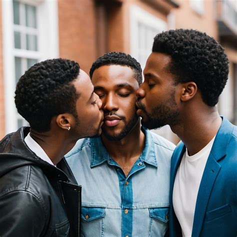 kissing black man infront of his two friends