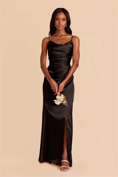 Lydia Black Cowl Neck Satin Bridesmaid Dress | Birdy Grey | Black satin ...
