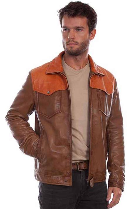 Scully Leather Saddle Tan Men's Leather Jacket - Walmart.com