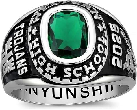 Ccjcinata Fully Personalized Customized class rings Sterling Silver High School Class Rings and ...