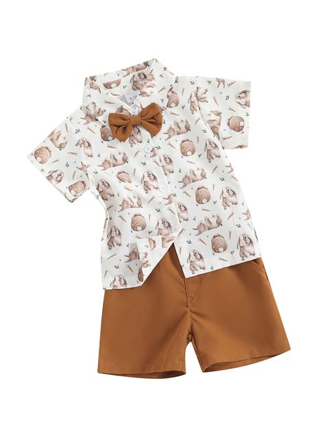 Gupgi 2Pcs Baby Boy Easter Outfits Short Sleeve Bunny/Truck Print ...